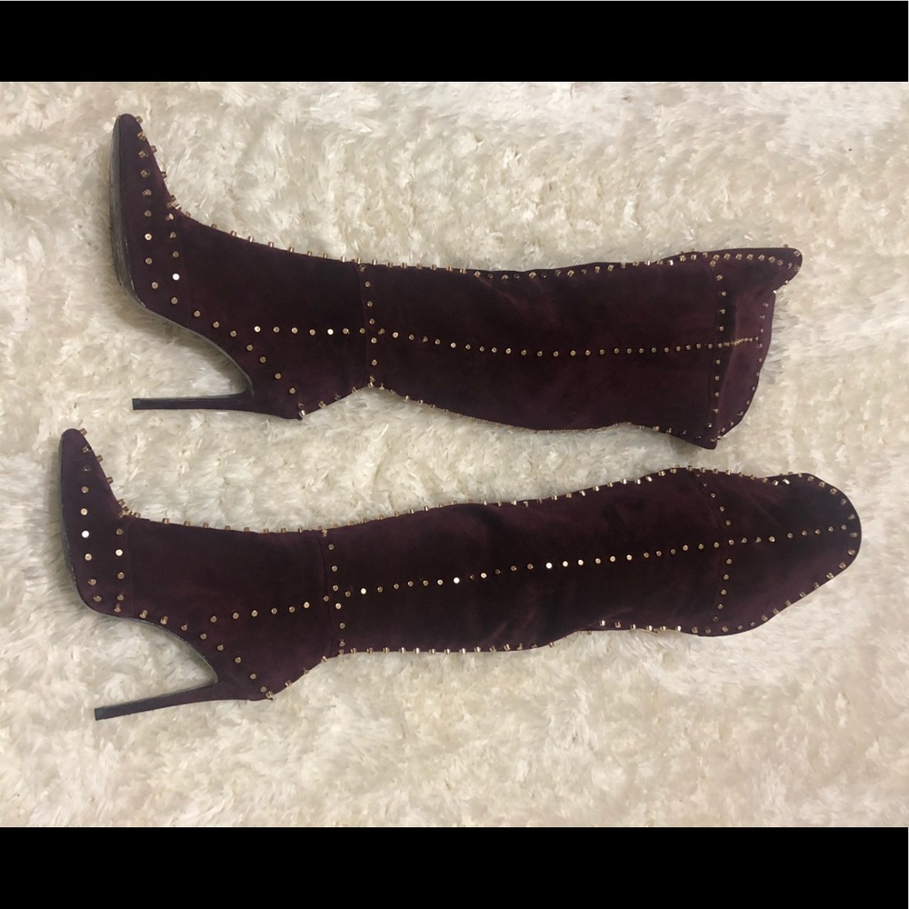 Jennifer Le  Suede Thigh High Oxblood Boots. Sz42